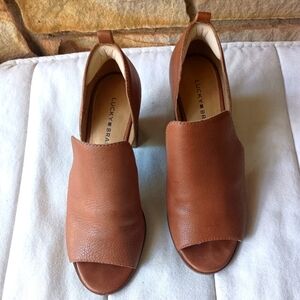 Lucky Brand Women's Tan Peep Toe Mules_9.5